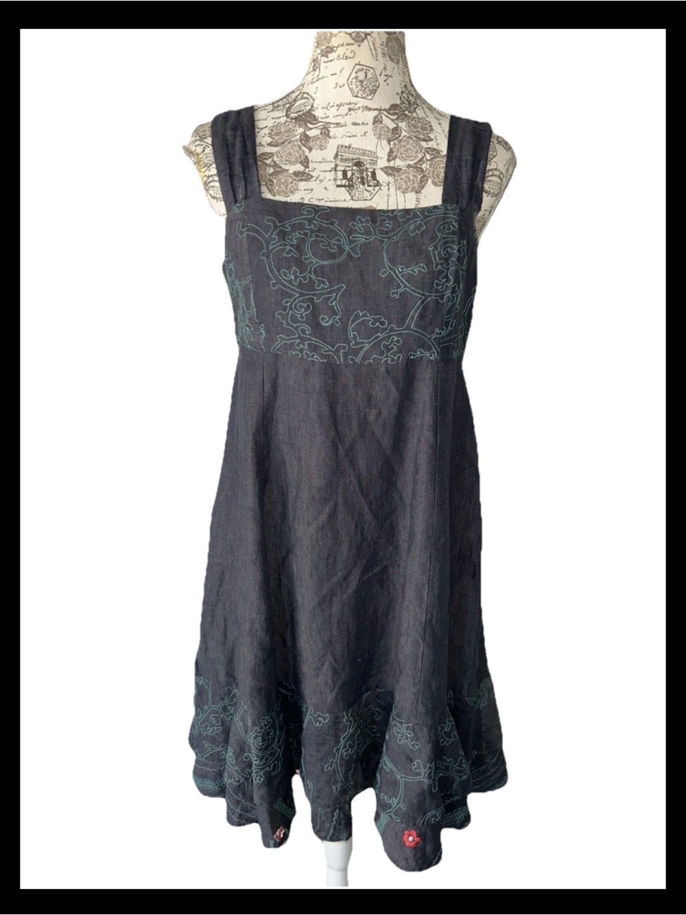 IVKO Dress Women L/40 Embroidered Knee Length Boho